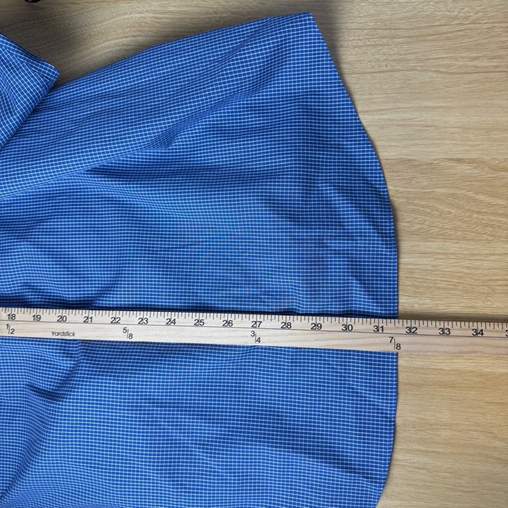 Jos. A. Bank Traveler Collection Button Down Shirt 16-33 Blue Micro Grid Office - Picture 8 of 9